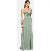 Vera Mont Abendkleid "Abendkleid mit Wasserfallausschnitt", Damen, Gr. 34, EURO, grün (foggy grün), Obermaterial: 100% Polyester PES., Kleider Abendkleid