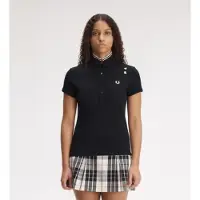 Fred perry für Damen. SG3125 Polo mit schwarzer Paspel (34), Lässig, Baumwolle, Kurzarm