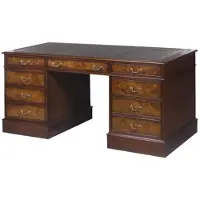 Casa Padrino Mahagoni Schreibtisch Braun / Grün 160,5 x 76 x H. 77 cm - Luxus Büromöbel