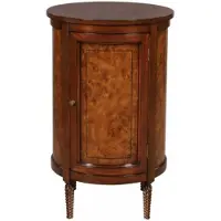 Casa Padrino Luxus Jugendstil Kommode Hellbraun / Braun Ø 57 x H. 82 cm - Kleiner Runder Schrank mit 2 Türen