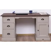 Casa Padrino Landhausstil Schreibtisch mit 4 Schubladen und Tür Antik Grau / Dunkelbraun 152 x 70 x H. 78 cm - Landhausstil Büromöbel