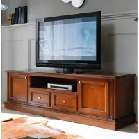 Casa Padrino Luxus Biedermeier TV Kommode 200 x 50 x H 61 cm - Sideboard Fernsehschrank Braun Holzfarben Möbel