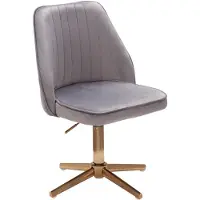 Wohnling Schreibtischstuhl Grau Samt Design Drehstuhl Höhenverstellbar Home-Office 120kg 46x47x100 cm