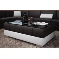 AEA Designer Couchtisch Polster Tisch Leder Glas Moderner Tisch Glastische