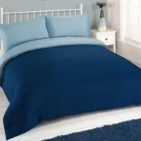 Markenlos Bettwäsche Set einfarbig Wendebettbezug Kissenbezug marineblau - Schlafzimmeraccessoires 160x200