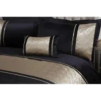 Markenlos Bettwäsche Set - Schwarz und Gold, 220x230cm mit 2 Kissenbezügen (50x75cm)