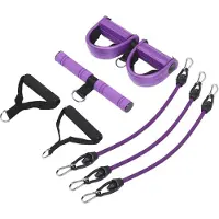 Markenlos Elastisches Zugseil mit 3 Schläuchen und Widerstandsbändern aus TPE, Lila, für Bauchübungen zu Hause und im Fitnessstudio