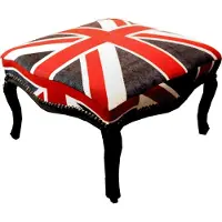 Casa Padrino Barock Hocker Union Jack / Schwarz 68 x 68 x H 39.5 cm - Hocker Englische Flagge - Antik Stil England