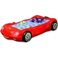AEA Kinderzimmer Bett Kinderbett Design Rennwagen Autobett mit Matratze Lattenrost