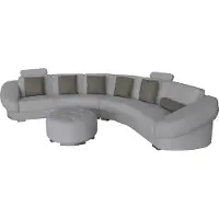 AEA Rund L-Form Sofa USB Polster Eck Garnitur Leder Wohnlandschaft Couchen + Hocker