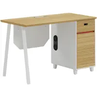 AEA Schreibtisch Holzoptik mit Stauraum und weißen Beinen Modernes Büromöbel Design