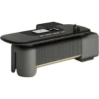 AEA Modern Schreibtisch Elegantes Design Schwarze Tischplatte Beleuchtung Details
