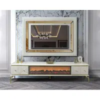 AEA Sideboard Schrank rtv mit Kamin Wohnwand Set TV Panel Edelstahl Luxus Möbel