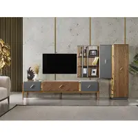 Xl Moebel Gmbh Garnitur Wohnwand TV Ständer RTV Lowboard Sideboard Regale Holz Braun