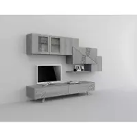 Xl Moebel Gmbh Wohnwand Anbauwand Wohnkombi Wohnzimmer wood grey