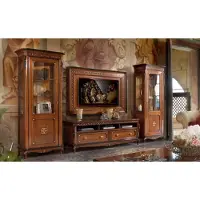 AEA RTV Lowboard Klassische Wohnwand TV-Rahmen Braun Wohnzimmer Set 4tlg