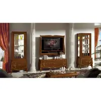 AEA Wohnwand RTV Lowboard TV-Rahmen 2x Vitrine Braun Wohnzimmer Set 4tlg