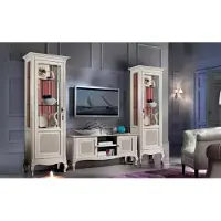 AEA Wohnzimmermöbel Set Wohnzimmer TV-Ständer 2x Vitrine 3tlg. Wohnwand