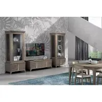 AEA Wohnwand Klassische TV-Ständer Wohnzimmer Vitrine Sideboard Grau 3tlg.
