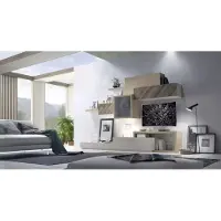 AEA Design Wohnzimmer Set Vitrine Wandregale Wohnwand Regal Schränke 4tlg.