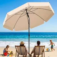 StarTech.com Strandsonnenschirm - Sonnenschirm für 3–4 Personen - UV-Schutz - Doppellagig - Canvas - Rund - Beige