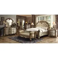 AEA Klassisches Bett Barock Rokoko Chesterfield Stil Doppel Leder Hotel Antik Betten