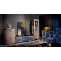 AEA Wohnwand Wohnzimmer Set Vitrine Kommode Wandregal Vitrinen Wohnwände 4 tlg. Set