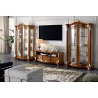 AEA Wohnwand Vitrine Konsole Schrankwand Glasvitrinen Wohnzimmer Braun
