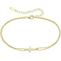Aniston Armband "Schmuck Geschenk Armband mit Kreuz", gold (gelbgoldfarben), , Armbänder, Damen, 23cm, Silber 925 (Sterlingsilber), Armband