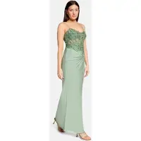 Vera Mont Abendkleid "Abendkleid mit Stickerei", Damen, Gr. 32, EURO, grün (foggy grün), Obermaterial: 81% Polyamid PA. 19% Elasthan EL., Kleider Abendkleid