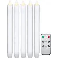 Goobay 5er-Set weiße LED-Echtwachs-Stabkerzen inklusive Fernbedienung, die schöne und sichere Lichtlösung für Haus, Loggia, Büro, Schule, Kindergarten, Weihnachtsfest etc., inklusive Batterien