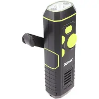Xcell Dynamo Taschenlampe mit FM Radio, Alarm und Powerbank-Funktion, Anti-Blackout, aufladbare Notfall-Leuchte, 4in1 LED-Taschenlampe