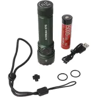 Acebeam E75 Quad Core LED Taschenlampe grün, 6.500K, bis zu 4.500 Lumen Helligkeit, inklusive 21700 5000mAh Li-Ion Akku