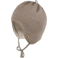 Maximo - Baby's Rippen Fleece Mütze m. Band - Mütze Gr 43 cm braun