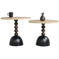 AEA Kaffeetisch Set Couchtisch Sofatisch Rund Holz Beige Original Modern