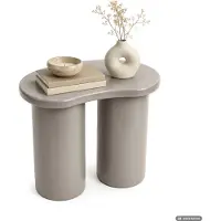 Akord Moderner Couchtisch CUBE 41 cm Grau mit doppeltem zylindrischem Sockel
