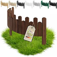 Pemicont Floranica Grabumrandung Holz 100 x 20 cm, Braun – gewellte Oberkante, Zierzaun aus Kiefer für Grab und Baumscheibe