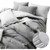 Fitizzio Bettwäsche-Set 160x200 cm Grau Baumwollsatin