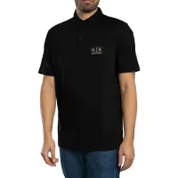 Armani Exchange für Herren. XM002232AF10364UC001 Schwarzes Poloshirt aus Baumwolle (L), Lässig, Kurzarm