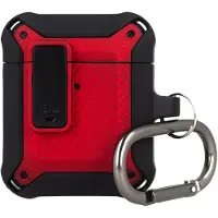 COFI Kopfhörerhülle Nitro kompatibel mit AirPods 2 aus TPU mit Karabineranhänger Rot