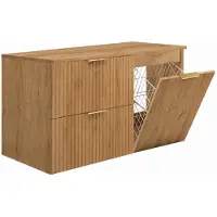 3Xeliving Badmöbel-Set mit Wäschekorb und Platte, goldene Griffe, Craft-Eiche, B 100 cm