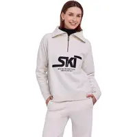 Falke Damen Sweatshirt, XS, Weiß, Stickmotiv, Baumwolle