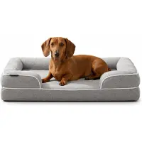 Belviona Memoryfoam Hundebett orthopädisch, gelenkschonend & wasserabweisend mit abnehmbaren Bezug, 89x63x17 cm