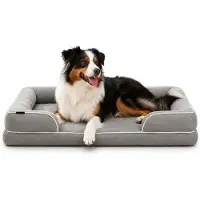 Belviona Memoryfoam Hundebett orthopädisch, gelenkschonend & wasserabweisend mit abnehmbaren Bezug, 122x89x20 cm