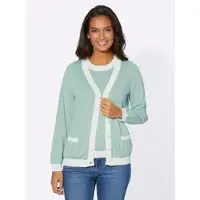 Witt Weiden 2-in-1-Pullover WITT "Twinset Twin-Set aus reiner Baumwolle", Damen, Gr. 46, grün (kalkmint), Sportlich, V-Ausschnitt, Pullover 2-in-1-Pullover