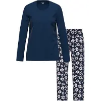 Ammann Schlafanzug "Damen langarm Shirt, lange Hose Night & Relax", Damen, Gr. 44, blau (night sky), Homewear-Sets Schlafanzug