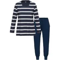 Ammann Schlafanzug "Damen langarm Shirt, lange Hose Night & Relax", Damen, Gr. 36, blau (night sky), Homewear-Sets Schlafanzug