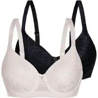 Sassa Bügelloser BH "2er Pack Schalen-BH Allover Lace-jacquard", Damen, Gr. 85, Cup E, bunt (ivory, schwarz), BHs Bügelloser BH