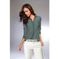 HEINE Druckbluse in dunkelgrün-taupe | Gr.: 50