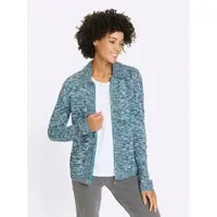 Sieh an! Strickjacke SIEH AN "Strickjacke Strickjacke mit Reißverschluss", Damen, Gr. 48, türkis, hellblau, meliert, Sportlich, Strickjacken Strickjacke
